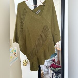Anthropologie Green Poncho Sweater Asymmetrical Knit